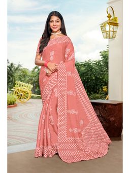 Laxmipati Sarees - Peach Color Chiffon Daily, Office Wear Saree with Unstitched Blouse