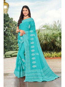 Laxmipati Sarees - Sky Blue Color Chiffon Daily, Office Wear Saree with Unstitched Blouse