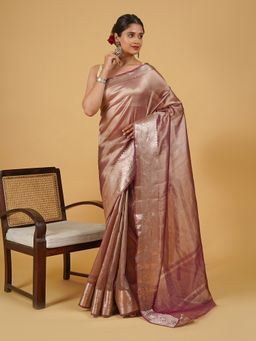 Teejh - Manikarnika Magenta Banarasi Tissue Saree with Unstitched Blouse