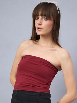 98 Degree North - Women Maroon Cotton Tube Top