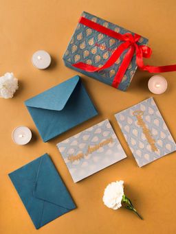 Fabindia - Blue Paper Printed Gift Card Set of 12