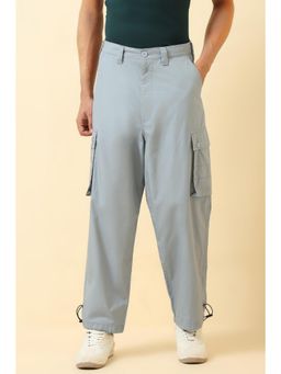 Allen Solly - Grey Solid Relaxed Fit Trousers