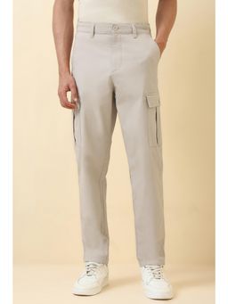 Allen Solly - Grey Textured Regular Fit Trousers