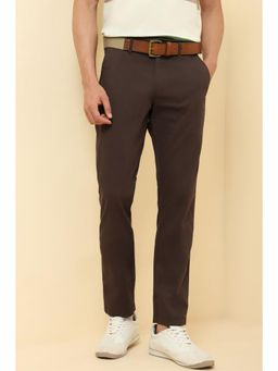 Allen Solly - Brown Solid Slim Fit Trousers