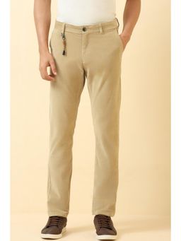 Allen Solly - Beige Solid Slim Fit Trousers