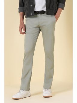Allen Solly - Green Textured Slim Fit Trousers