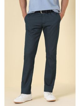 Allen Solly - Navy Blue Solid Slim Fit Trousers