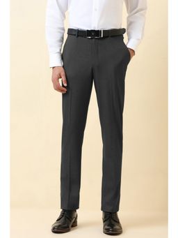 Allen Solly - Grey Solid Slim Fit Trousers