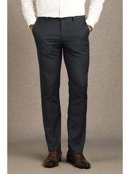 Louis Philippe - Black Textured Slim Fit Trousers