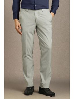 Louis Philippe - Grey Textured Slim Fit Trousers