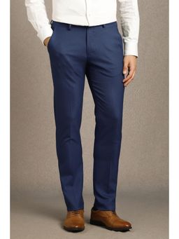 Louis Philippe - Navy Blue Textured Slim Fit Trousers