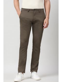 Peter England - Brown Printed Slim Fit Trousers
