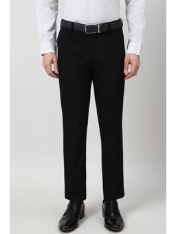 Peter England - Black Solid Slim Fit Trousers