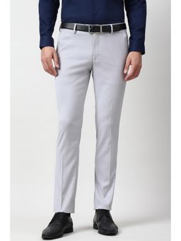 Peter England - Grey Solid Slim Fit Trousers