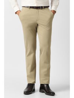Van Heusen - Beige Solid Slim Fit Trousers