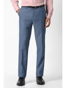 Van Heusen - Blue Textured Slim Fit Trousers