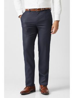 Van Heusen - Navy Blue Textured Slim Fit Trousers