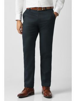 Van Heusen - Navy Blue Textured Slim Fit Trousers