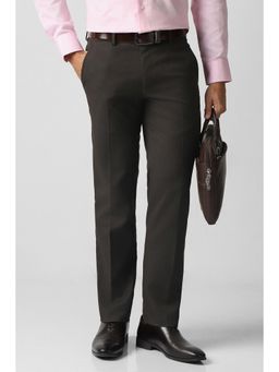 Van Heusen - Brown Textured Slim Fit Trousers