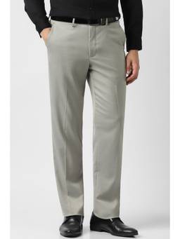 Van Heusen - Grey Solid Regular Fit Trousers