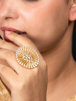 Niscka - Gold Plated American Diamond Adjustable Finger Ring