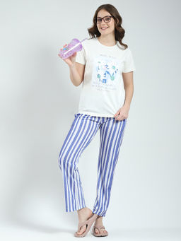 Monte Carlo - Women Striped Round Neck Lower Set (Set of 2)