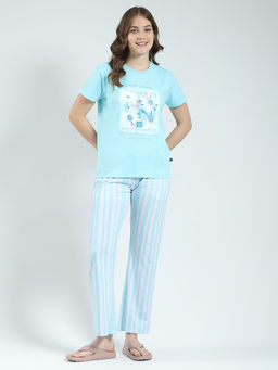 Monte Carlo - Women Striped Round Neck Lower Set (Set of 2)