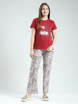 Monte Carlo - Women Printed Round Neck Lower Set (Set of 2)