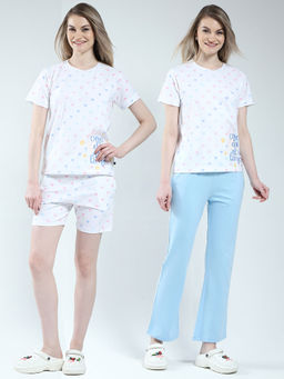 Monte Carlo - Women Printed Round Neck Nightwear(Pack of 4)