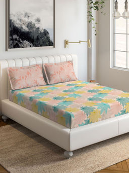 Ddecor Live Beautiful - DDECOR - Maple 100% Cotton Double Bedsheet with 2 Pillow Covers, Turquoise