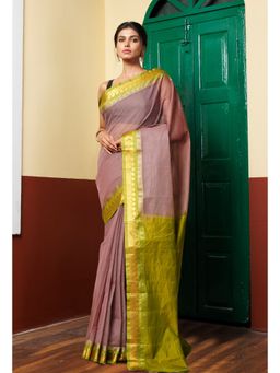 Unnati Silks - Brown Pure Handloom Gadwal Cotton Saree