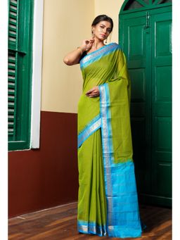 Unnati Silks - Green Pure Handloom Gadwal Cotton Saree