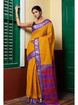 Unnati Silks - Yellow Pure Handloom Gadwal Cotton Saree