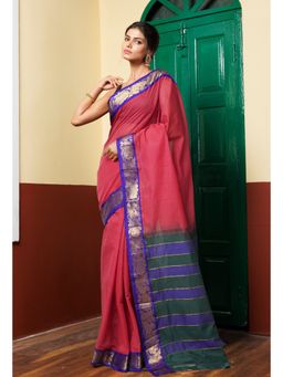 Unnati Silks - Pink Pure Handloom Gadwal Cotton Saree