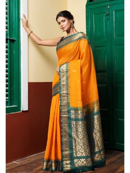 Unnati Silks - Yellow Pure Handloom Gadwal Cotton Saree