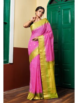 Unnati Silks - Pink Pure Handloom Gadwal Cotton Saree