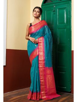 Unnati Silks - Green Pure Handloom Gadwal Cotton Saree