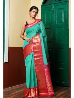 Unnati Silks - Green Pure Handloom Gadwal Cotton Saree
