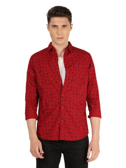 Lee - Men's Red Printed Slim Fit Shirt
