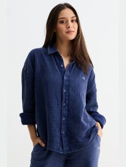 Chapter 2 - Navy Washed Gauze Cotton Shirt