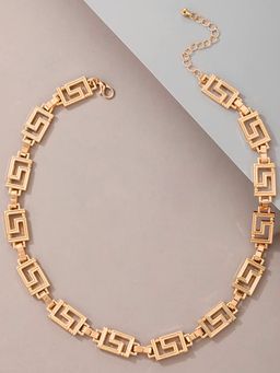 OOMPH - Gold Tone Geometric Choker Necklace For Women