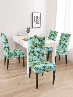 Cortina - Set of 4 Sea Green Tropical Printed Chair Cover