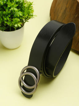 Teakwood - Women Black Solid Genuine Leather Belt