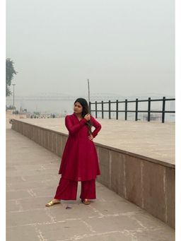 THE AARYA - Crimson Rose Handwoven Chanderi Kurta with Palazzo