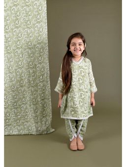 Chotibuti - Green Muslin Kurta Dhoti Set