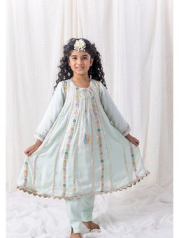 Chotibuti - Blue Muslin Embroidered Kurta Set