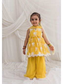 Chotibuti - Yellow Chanderi Thread Work Sharara Set