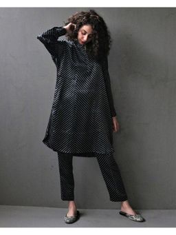 Chidiyaa - Black Pure Cotton Stripes Printed Co-Ord Set