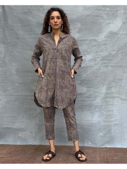 Chidiyaa - Black Pure Cotton Self Design Printed Co-Ord Set