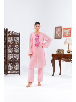 Leela by A - Flat Chiffon Pink Kurta with Pant